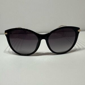 Gucci Black Cat Eye Sunglasses Gold Bamboo Temples w/ Case